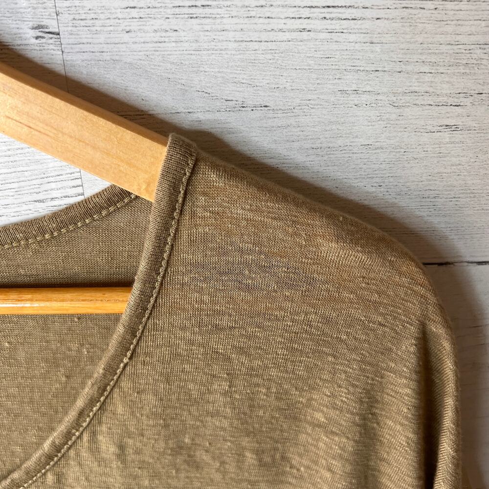 Vince Shirt Womens Size Medium Tan 100% Linen Top Breathable Summertime - Picture 8 of 16